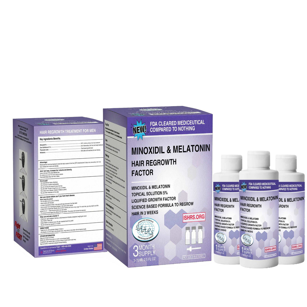 A 3 month Supply Kit of Minoxidil-5% & Melatonin With Hair Regrowth Factor For Mens Hair Loss