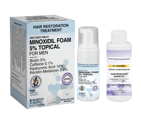 Minoxidil Hair Foam with Biotin, Caffeine, Hyaluronic Acid, Keratin and Melatonin 2500